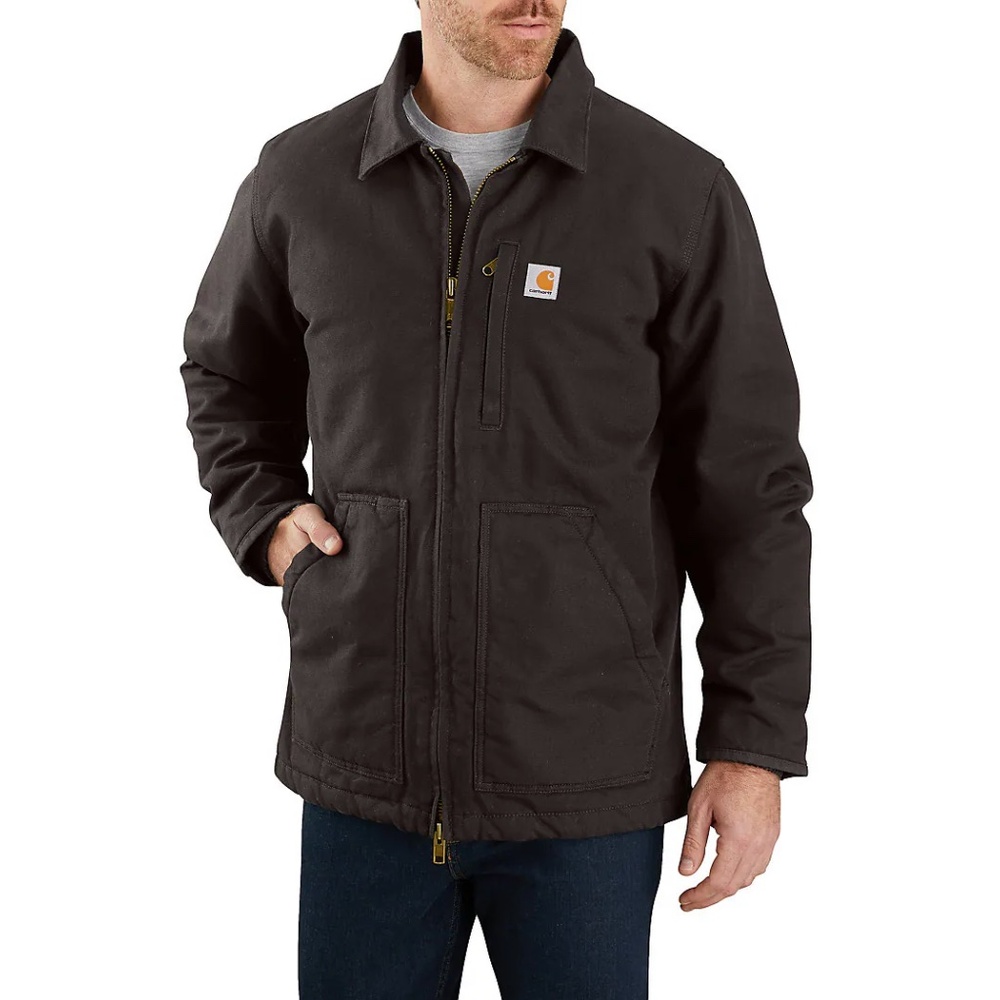 Carhartt Sherpa Lined Field Jacket Brown Washed Duck